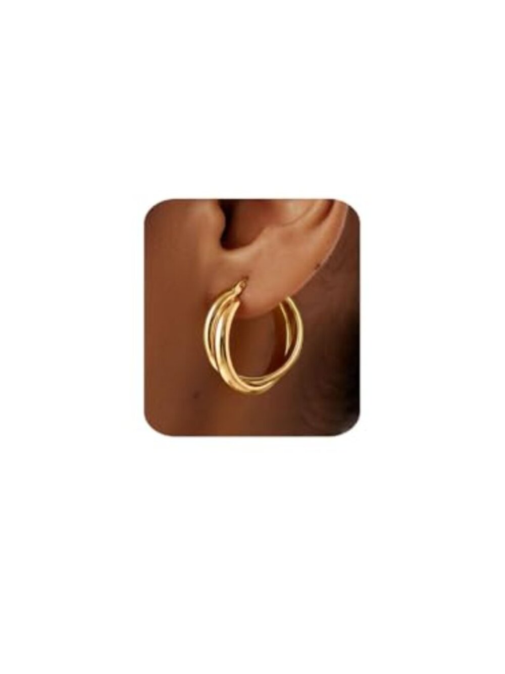 925 Sterling Silver Post Hoop Earrings Hypoallergenic 14K Gold Plated Chunky